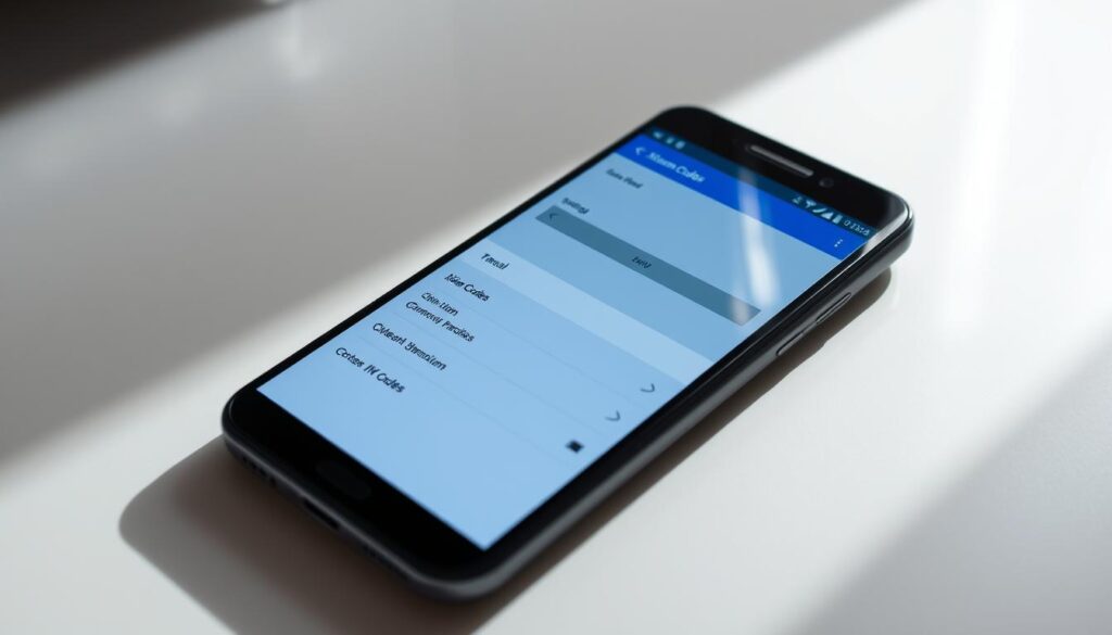 A sleek, modern android smartphone displayed on a minimalist desk, its screen showing the Xtream Codes configuration interface of the IPTV Smarters Pro app. The device is illuminated by soft, diffused lighting, casting subtle shadows and highlights that accentuate its elegant design. The app's user interface is clearly visible, showcasing its intuitive layout and various settings options. The overall scene conveys a sense of simplicity, efficiency, and technological sophistication, perfectly suited to illustrate the step-by-step guide for installing an m3u IPTV player on an android device.