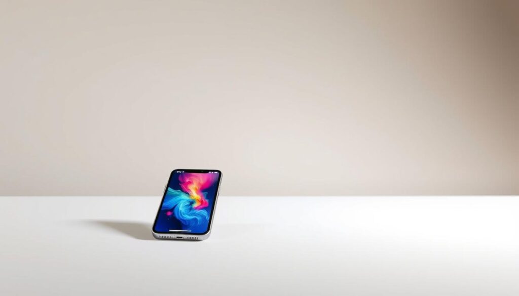 A modern, minimalist installation scene of the Dream Player app on an iOS device. In the foreground, a sleek, silver iPhone or iPad displays the Dream Player app interface, its vibrant, dynamic visuals capturing the user's attention. The device is positioned on a clean, white surface, allowing the device's stunning design to shine. In the middle ground, a subtle backdrop of soft, neutral colors creates a sense of balance and sophistication. Overhead, gentle, diffused lighting casts a warm, inviting glow, highlighting the product's premium quality and user experience. The composition emphasizes simplicity, elegance, and the seamless integration of technology into everyday life.